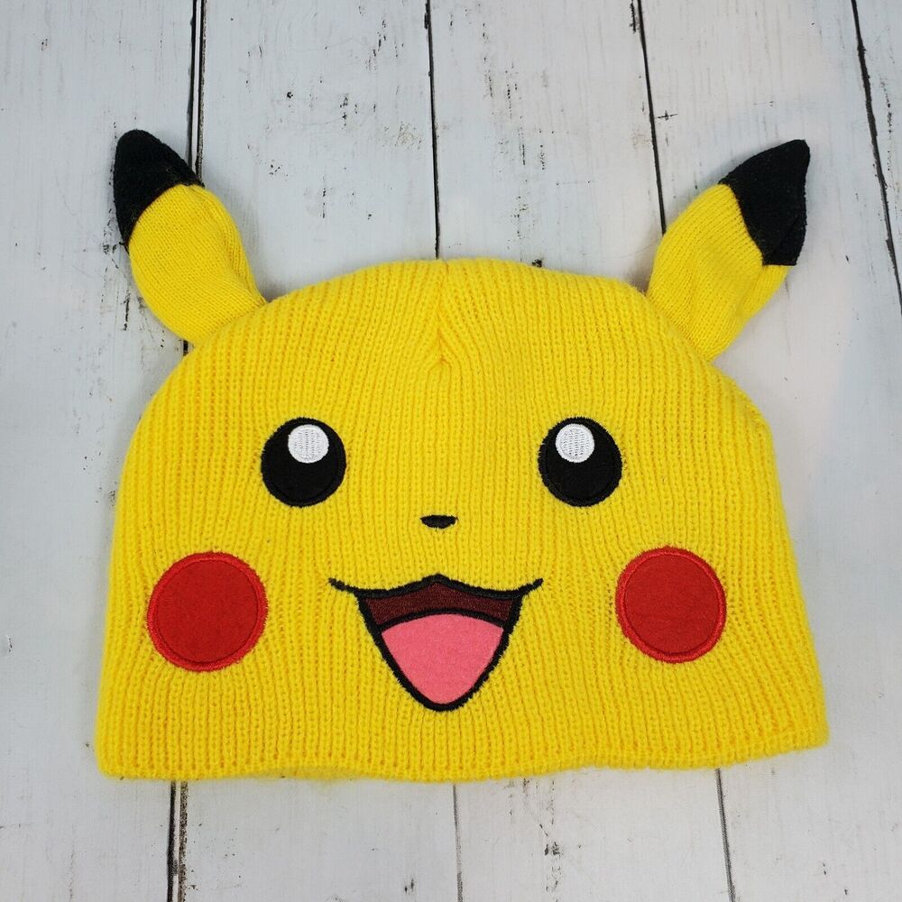 Pokemon Pikachu Face With Ears Beanie Adult One Size Fits Most Official 2016